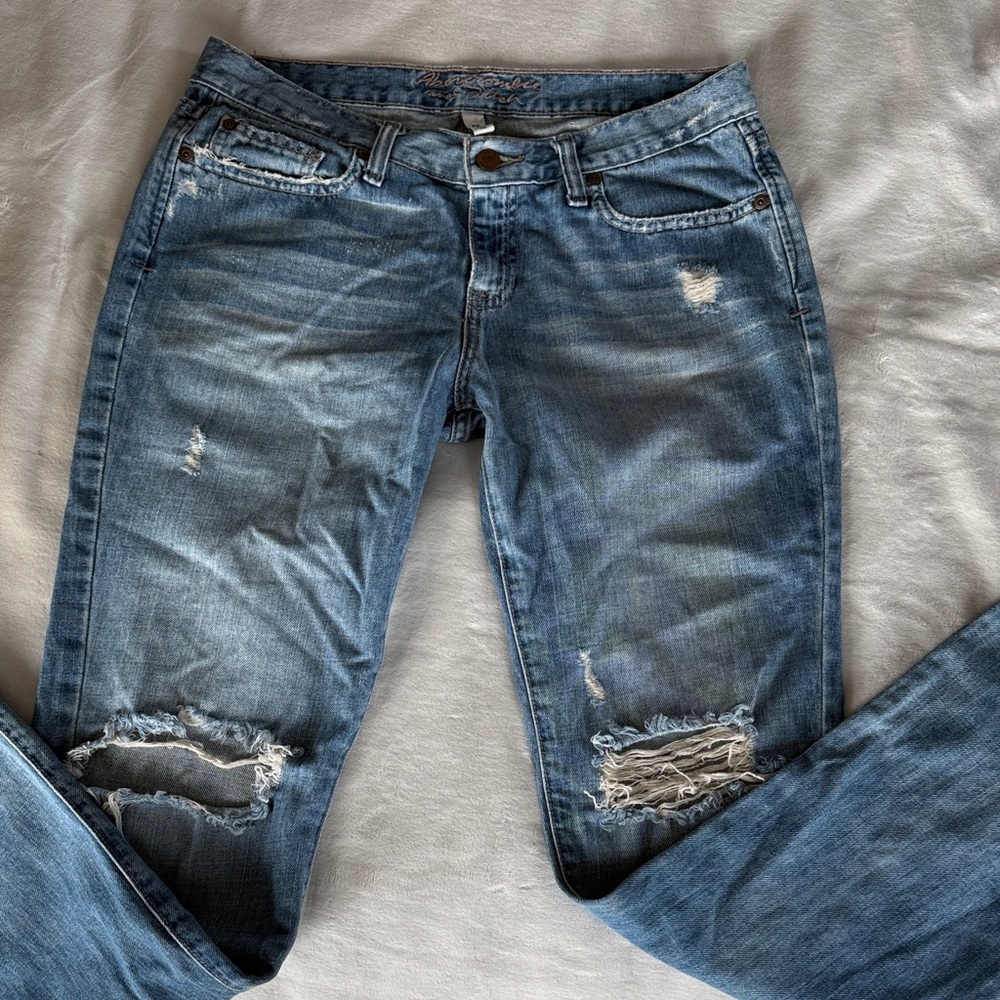 Casual Distressed Denim Boyfriend Jeans